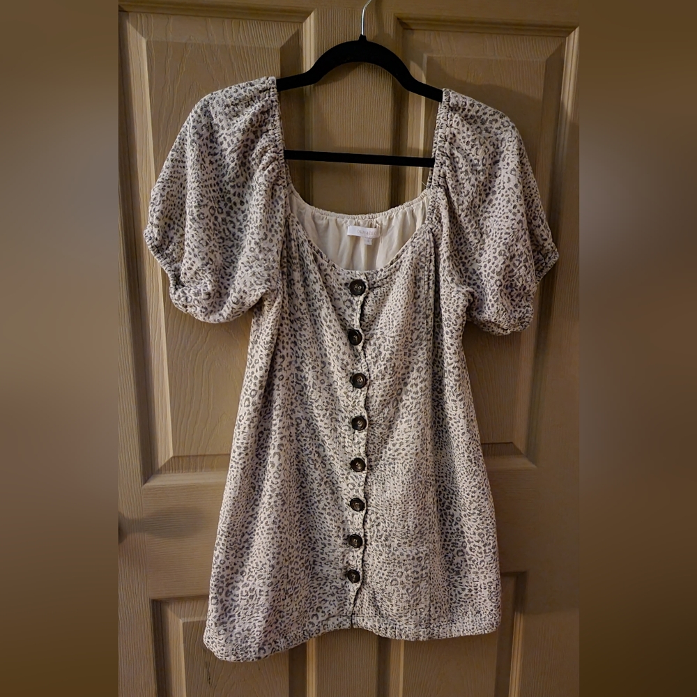 Olivaceous leopard print mini dress